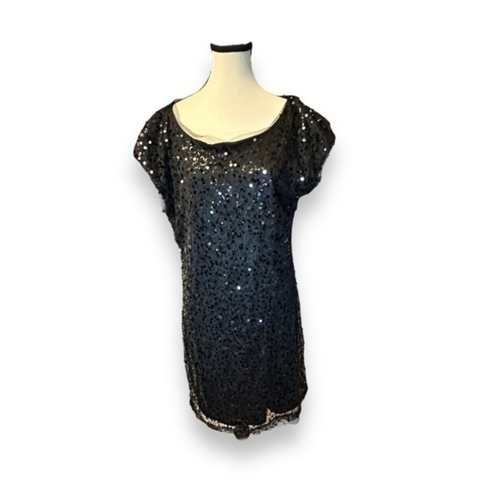 Women’s XL NWD Black All Over Layered Sequin Dress Large